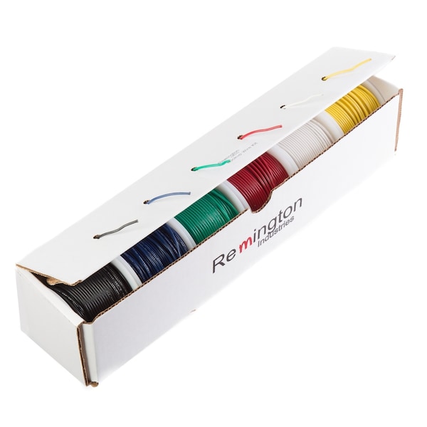 Hookup Wire, 10 AWG, Black/Blue/Green/Red/White/Yellow, 25 ft
